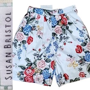 SZ10 100% Cotton Susan Bristol Floral Shorts Vintage High Waist